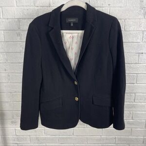 Talbots Black Gold Button Blazer Womens Size 8 Anchor Print Lined Career